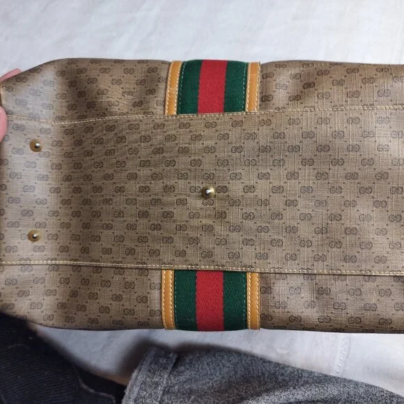 Authentic Vintage Gucci Micro GG Supreme Boston Bag Web Stripe Pristine Interior - Picture 9 of 15